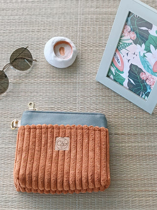 Pochette Terra cotta ambré et kaki | Collection Douceur Velours