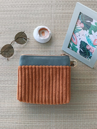 Pochette Terra cotta ambré et kaki | Collection Douceur Velours