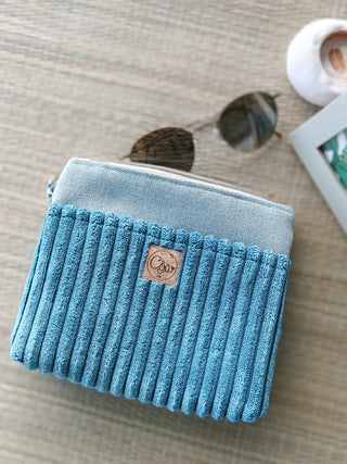 Pochette Bleu océan et ciel | Collection Douceur Velours