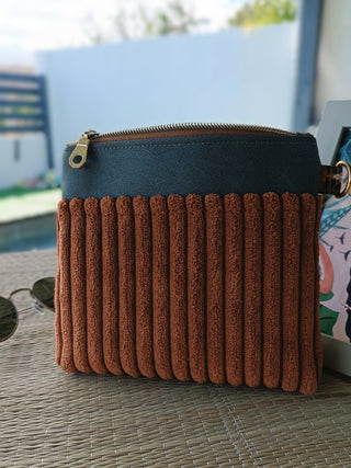 Pochette Terra cotta ambré et kaki | Collection Douceur Velours