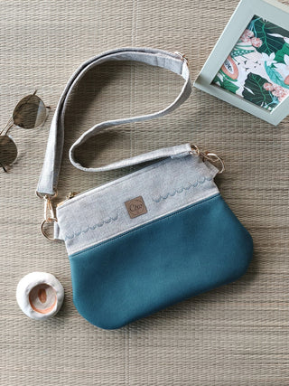 Sac Pochette Bleu Beige | Collection Blue Paon