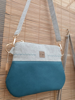 Sac Pochette Bleu Beige | Collection Blue Paon