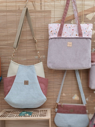 Sac Tulipe Gris chiné Vieux rose | Collection Alcyone