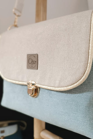 Rabat Maxi - suédine chinée ciel et doré