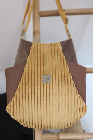 Sac Tulipe jaune et marron - Collection Douceurs Velours