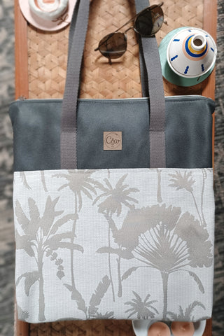 Grand Zippé Palmiers gris