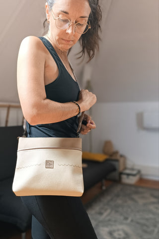 Sac Pochette Simili cuir Beige