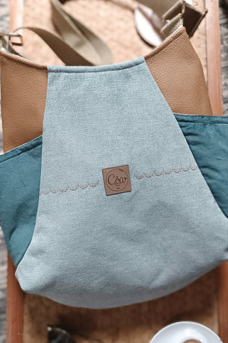 Sac Tulipe Bleu chiné camel