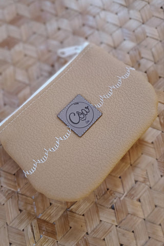 Porte monnaie zippé à rabat - Format Mini palmiers camel