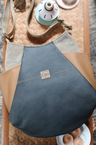Sac Tulipe anthracite et camel - Collection Classy Blackie