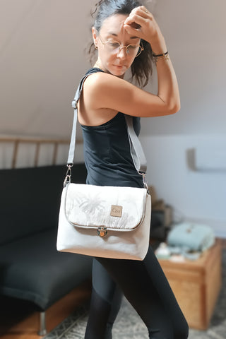 Rabat Maxi - suédine chinée grise et palmiers