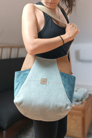 Sac Tulipe Bleu chiné camel