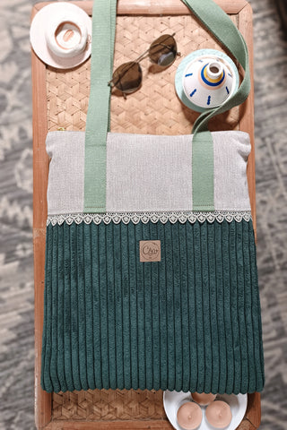 Grand Zippé Côtelé Vert | Collection Douceur Velours