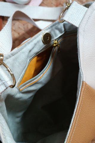Sac Tulipe - Camel beige et orange étoilé