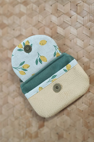 Porte monnaie zippé à rabat - Format Mini. Citron