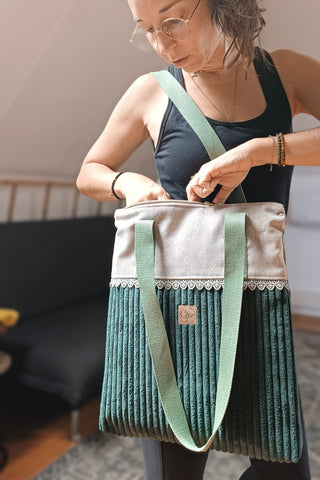 Grand Zippé Côtelé Vert | Collection Douceur Velours