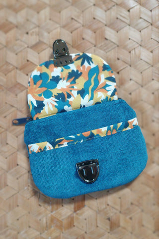 Porte monnaie zippé à rabat - Format Mini. Feuillages Blorange