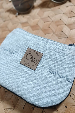 Porte monnaie zippé à rabat - Format Mini palmiers gris