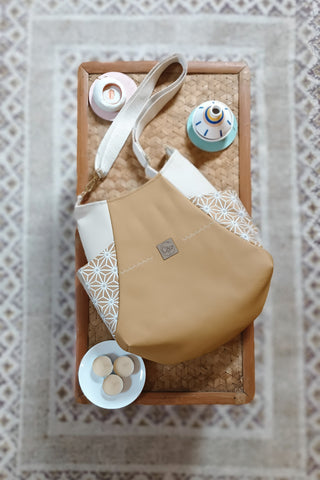 Sac Tulipe - Camel beige et orange étoilé