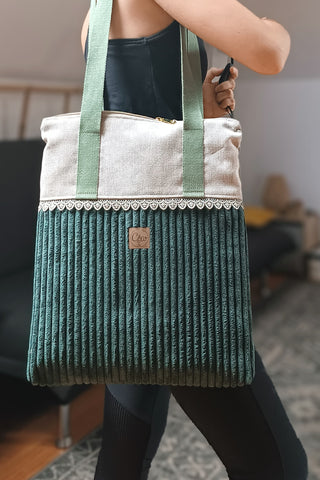 Grand Zippé Côtelé Vert | Collection Douceur Velours