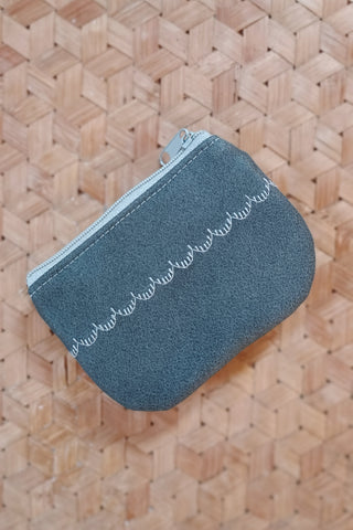 Porte monnaie zippé à rabat - Format Mini palmiers gris