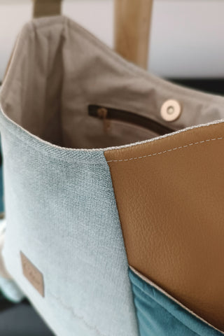 Sac Tulipe Bleu chiné camel
