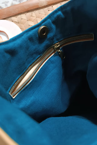 Sac Tulipe. Formes turquoise camel