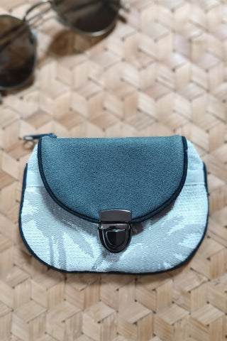 Porte monnaie zippé à rabat - Format Mini palmiers gris