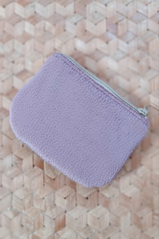 Porte monnaie zippé à rabat - Format Maxi - Mauve rosé fleuri. Camel