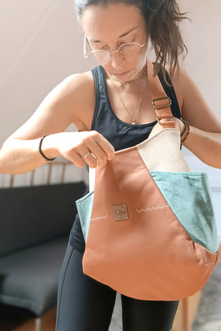 Sac Tulipe Camel bleu beige