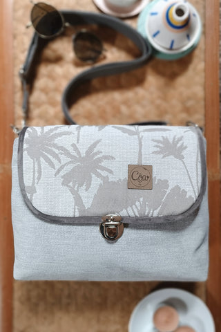 Rabat Maxi - suédine chinée grise et palmiers