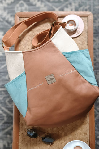 Sac Tulipe Camel bleu beige