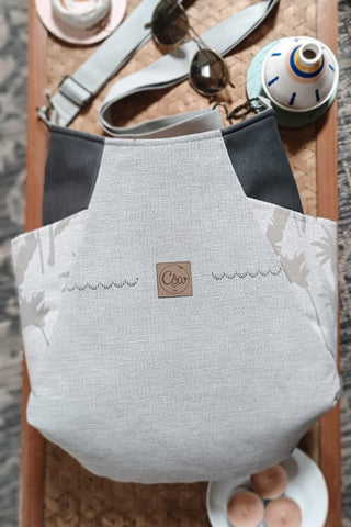 Sac Tulipe gris chiné palmiers