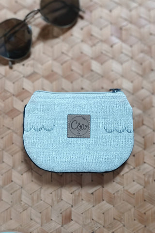 Porte monnaie zippé à rabat - Format Mini palmiers gris