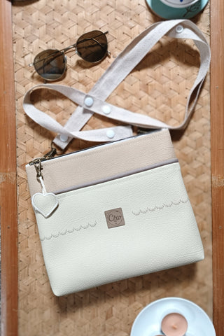 Sac Pochette Simili cuir Beige
