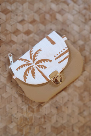 Porte monnaie zippé à rabat - Format Maxi - Palmiers camel
