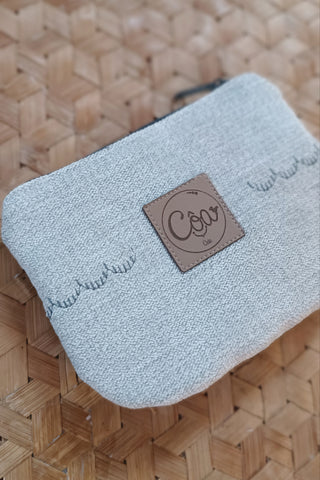 Porte monnaie zippé à rabat - Format Maxi - Palmiers gris