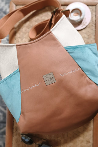 Sac Tulipe Camel bleu beige