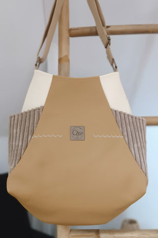 Sac Tulipe camel et beige
