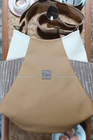 Sac Tulipe camel et beige