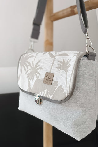 Rabat Maxi - suédine chinée grise et palmiers