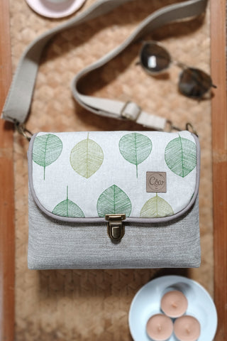 Rabat Mini - suédine chinée beige - Feuilles