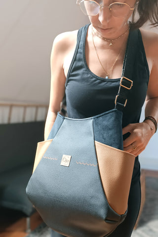 Sac Tulipe Noir et camel - Collection Classy Blackie