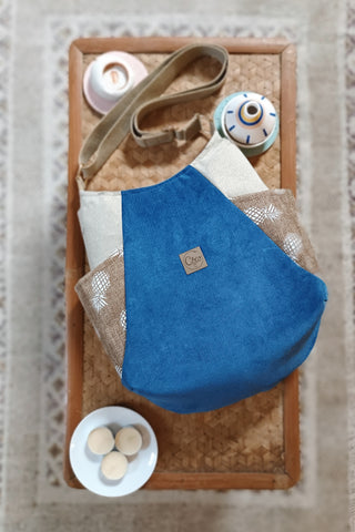Sac Tulipe. Ananas et suédine bleu