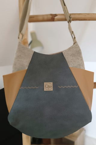 Sac Tulipe anthracite et camel - Collection Classy Blackie