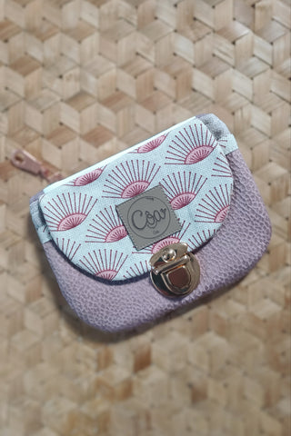 Porte monnaie zippé à rabat - Format Maxi - Yeux Roses - Velouté