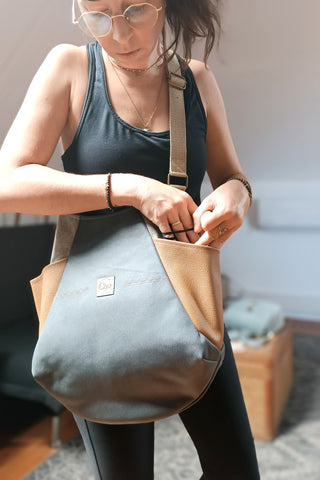 Sac Tulipe anthracite et camel - Collection Classy Blackie
