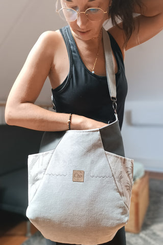 Sac Tulipe gris chiné palmiers