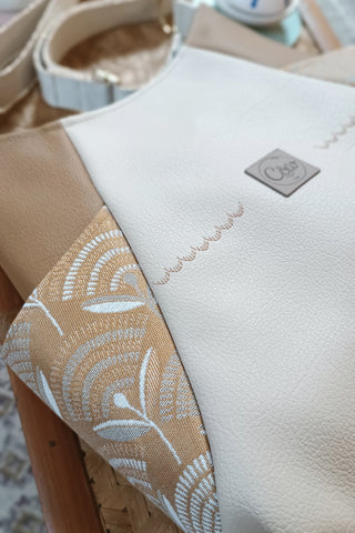 Sac Tulipe - Beige Camel orange fleuri