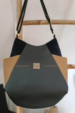 Sac Tulipe Noir et camel - Collection Classy Blackie